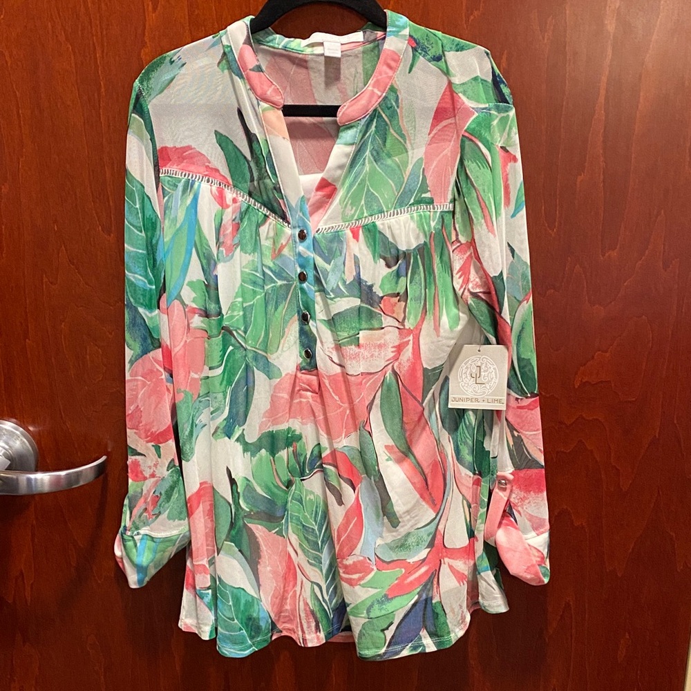 Tropical‎ Leaf Print Blouse by Juniper + Lime